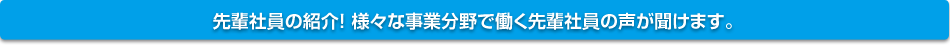 先輩社員の紹介！ 様々な事業分野で働く先輩社員の声が聞けます。